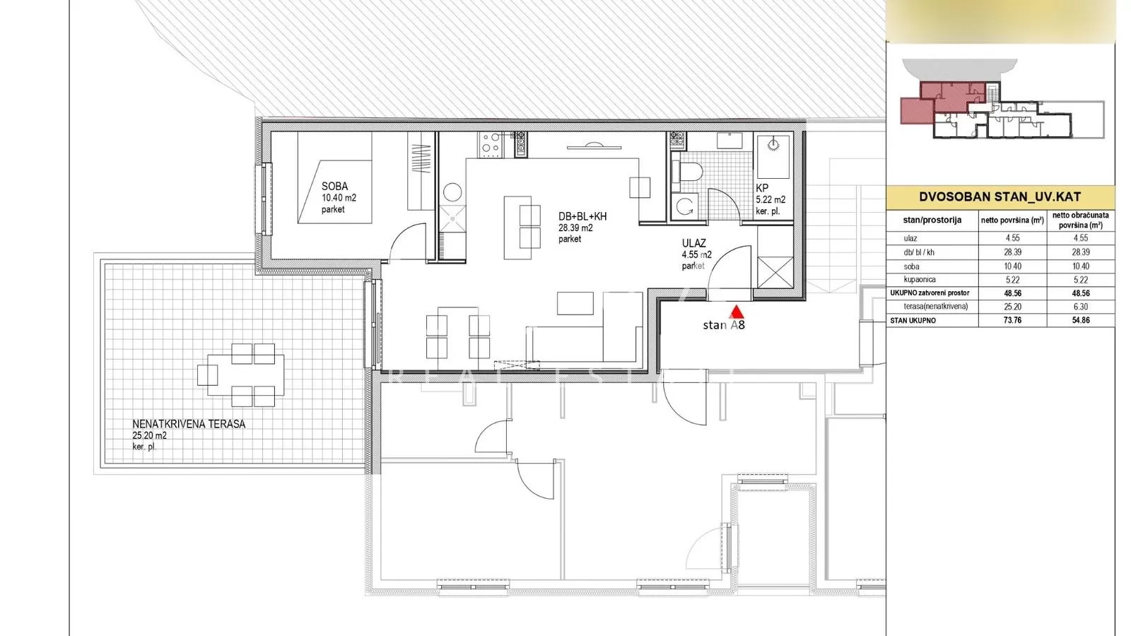 Dubrava, 2-room apartment 54,86m2 NUA, new development for sale