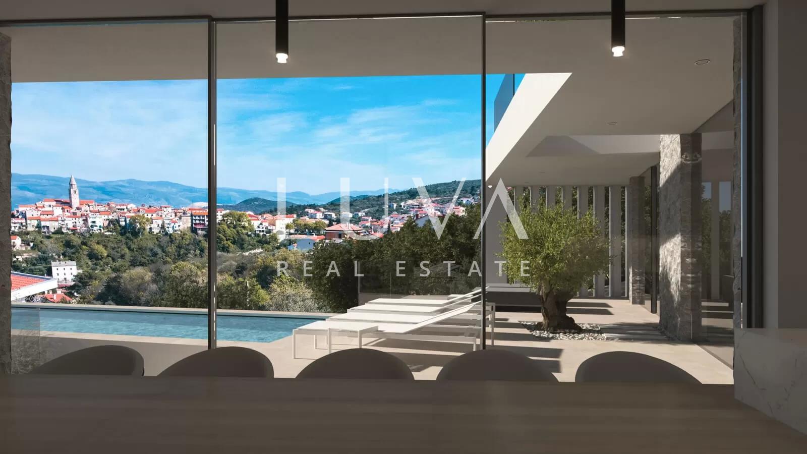 Vrbnik, Krk: Grundstück mit fertiggestelltem Projekt für den Bau einer Luxusvilla zu verkaufen