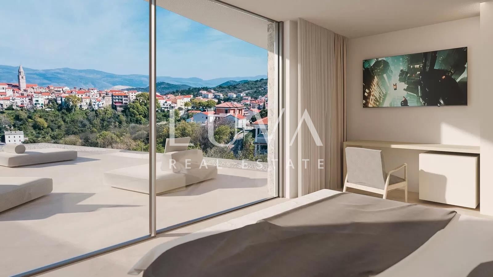 Vrbnik, Krk: Grundstück mit fertiggestelltem Projekt für den Bau einer Luxusvilla zu verkaufen