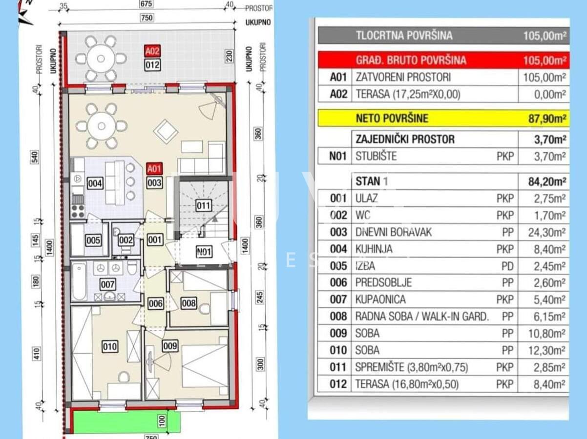 Samobor, 4-Zimmer-Wohnung, 84m2, Terrasse und Parkplatz, verkaufen