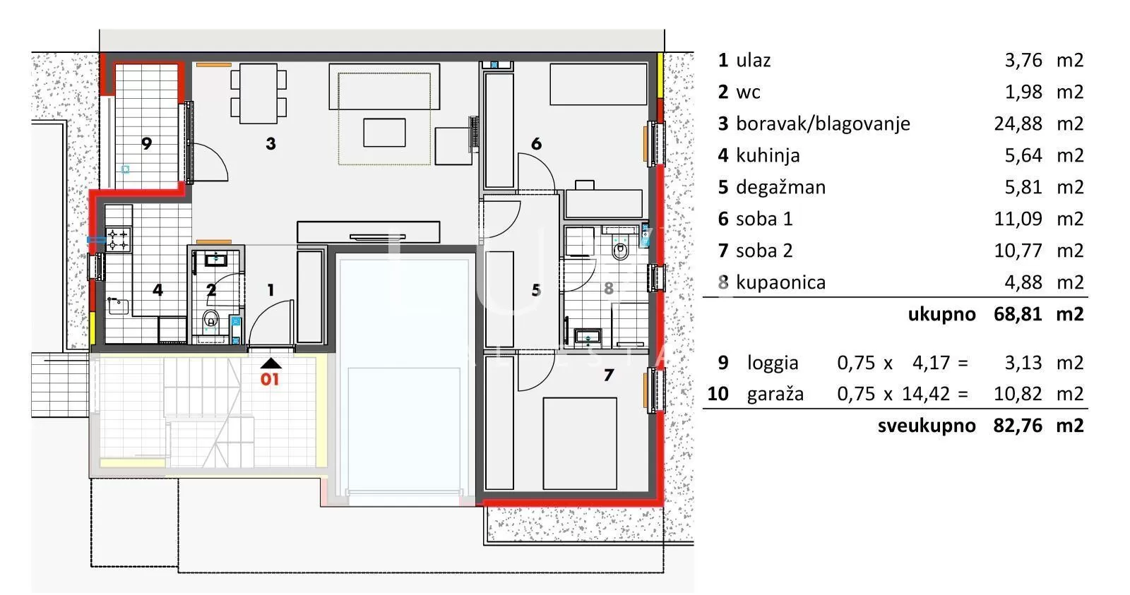 Zagreb, Dugave, trosoban stan 83 m2 u novogradnji, prodaja