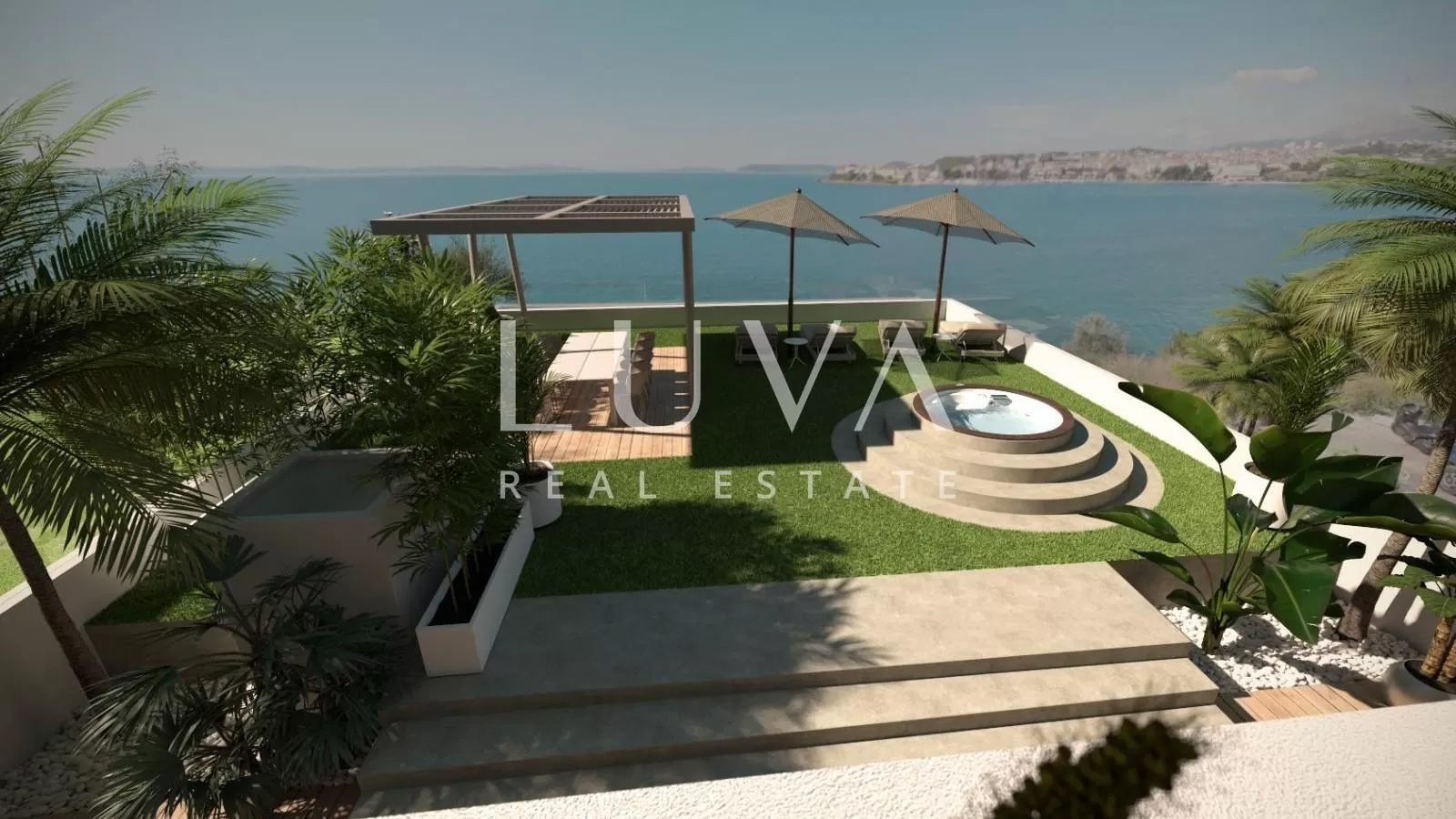 Split, Podstrana, luxurious duplex apartment with a large terrace by the sea for sale